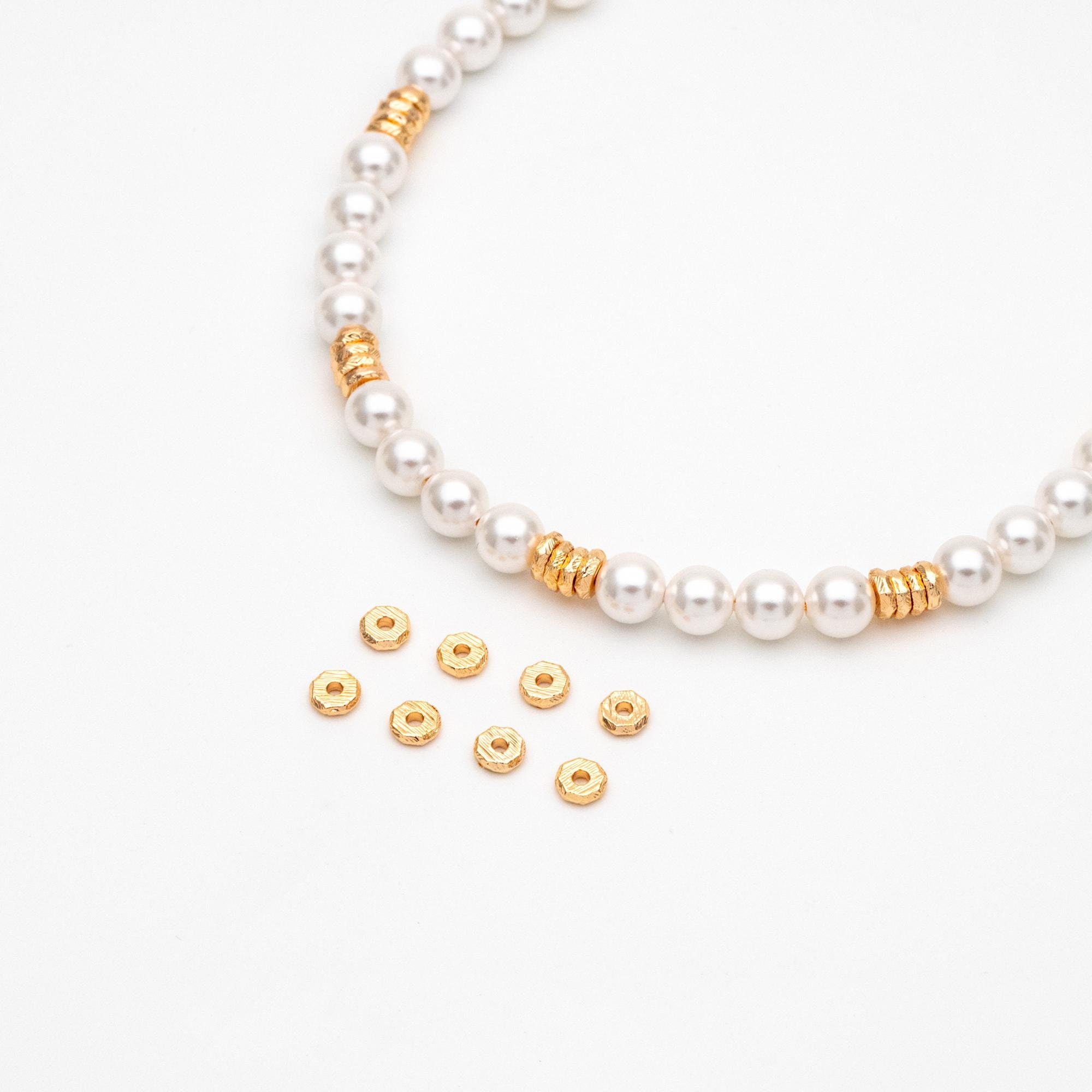 20pcs Gold Brushed Octagonal Spacer Beads 4.5mm, Jewelry Making Supplies Wholesale (GB-2918)